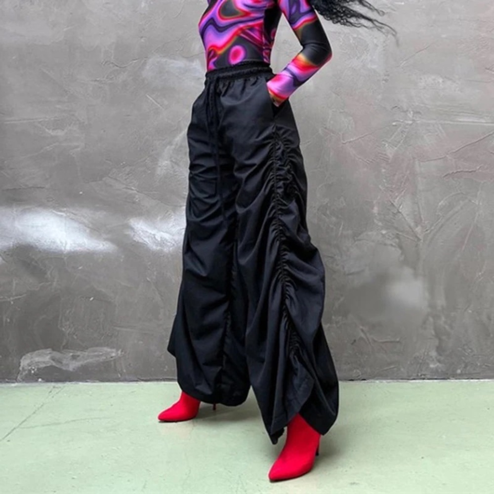 Black Casual Wide Leg Cargo Pant